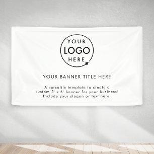Business Logo   Minimalist Clean Simple White 5' Banner