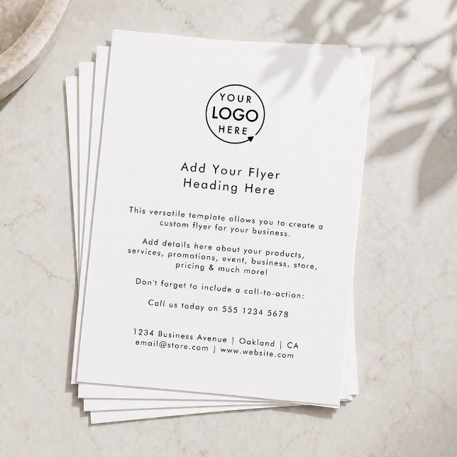 Business Logo | Minimalist Clean Simple White Flyer (Modern minimal versitile white flyer template by Guava - clean, sleek, and fully customizable)