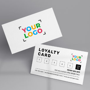 Business Logo Minimalist Company Promotional White Loyalty Card