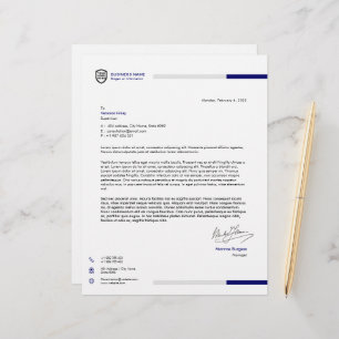 Business Logo   Minimalist Deep Blue Signature Custom Letterhead