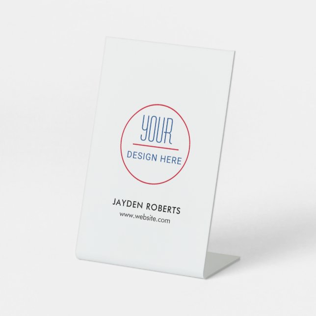 Business Logo | Minimalist Modern White Pedestal S Pedestal Sign (Front)