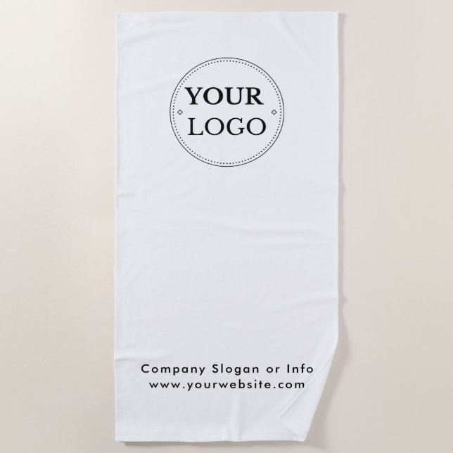 Business Logo Minimalist Promotional Swag Beach Towel (Front)