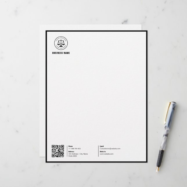 Business Logo | Minimalist Simple Clean  Custom Letterhead (Front/Back In Situ)