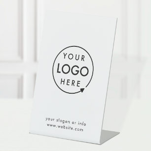 Business Logo   Minimalist Simple Clean White Pedestal Sign