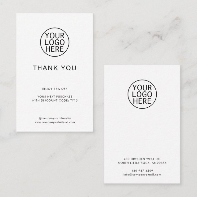 Business Logo Minimalist Simple Custom Discount Card (Front/Back)