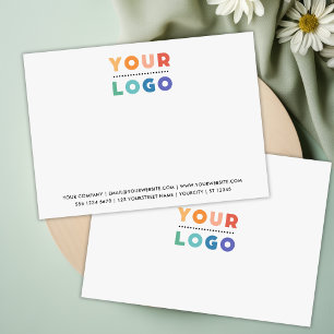 Business Logo Minimalist White Elegant Note Card