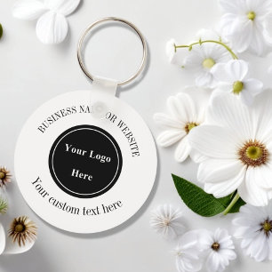 Business Logo MinimalistSimple White Professional  Key Ring