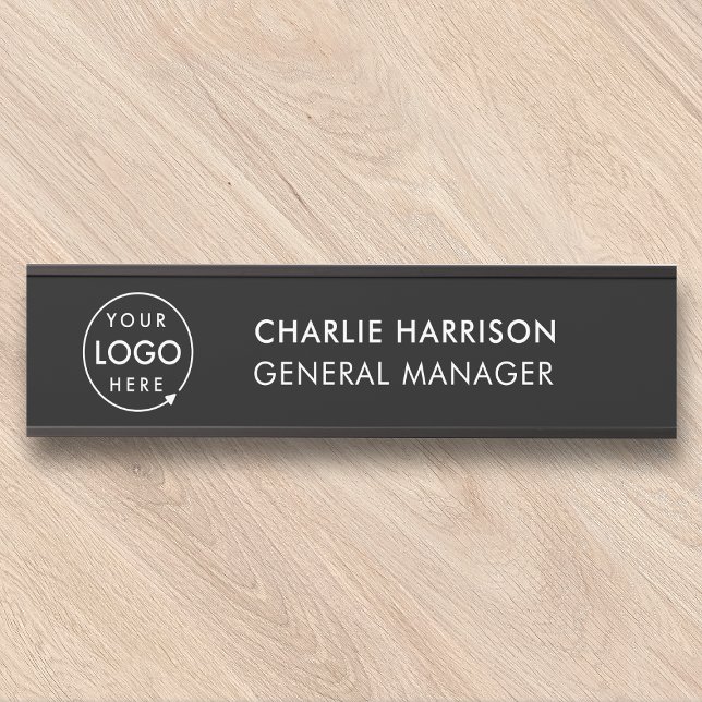 Business Logo | Modern Black Company Office Door Sign (Creator Uploaded)
