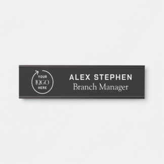 Business Logo | Modern Black Company Office Door Sign