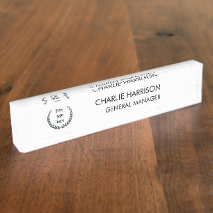 Business Logo   Modern Black Company Office Nameplate