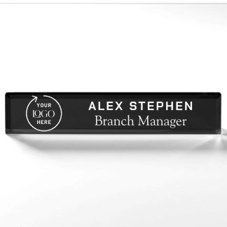 Business Logo | Modern Black Company Office Nameplate