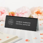 Business Logo | Modern Black Desk Name Plate