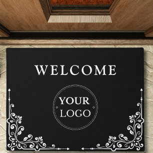 Business Logo Modern Black Promo Branded Doormat