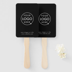 Business Logo Modern Black Promotional Hand Fan
