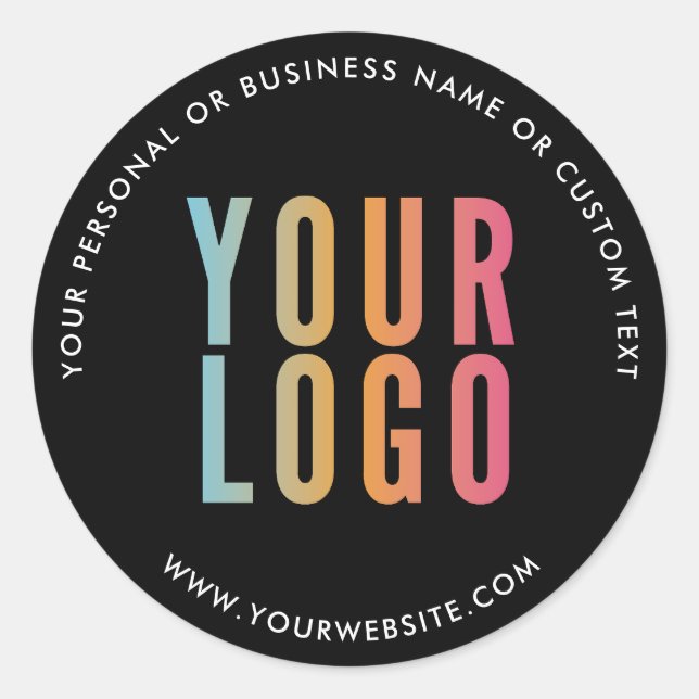 Business Logo Modern Black Round Stickers (Front)