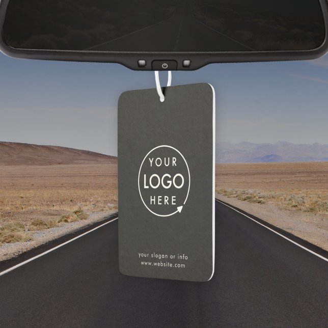 Business Logo | Modern Black Stylish Professional Car Air Freshener (Sleek black company branded air fresheners for small business fleet, gifting & promotional swag.)