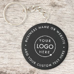 Business Logo | Modern Black Stylish Professional Key Ring<br><div class="desc">A simple custom black business template in a modern minimalist style which can be easily updated with your company logo and text. If you need any help personalising this product,  please contact me using the message button and I'll be happy to help.</div>