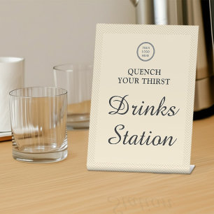 Business Logo Modern Chic Corporate Drinks Station Pedestal Sign