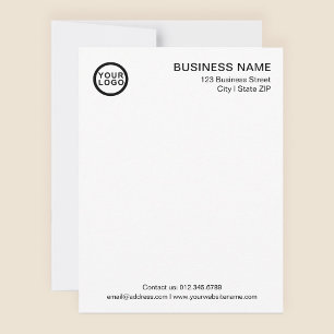 Business Logo Modern Classic White Note Card