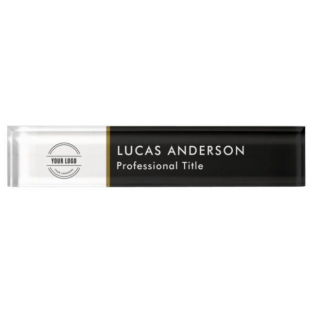 Business Logo | Modern Employee Manager Title Desk Nameplate (Front)
