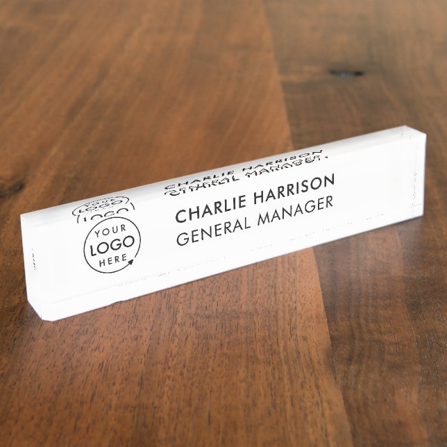 Business Logo | Modern Employee Manager Title Nameplate (Side)