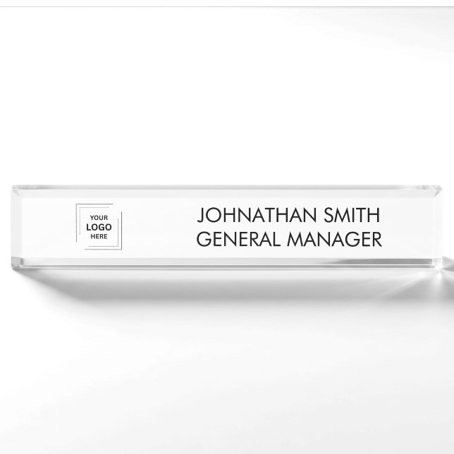 Business Logo | Modern Employee Manager Title  Nameplate (Front)