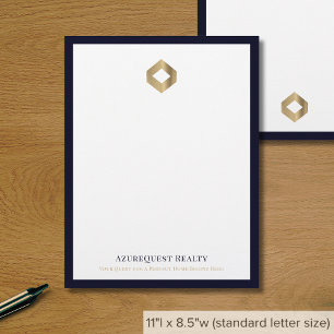 Business Logo Modern Luxury Navy Border Custom Letterhead