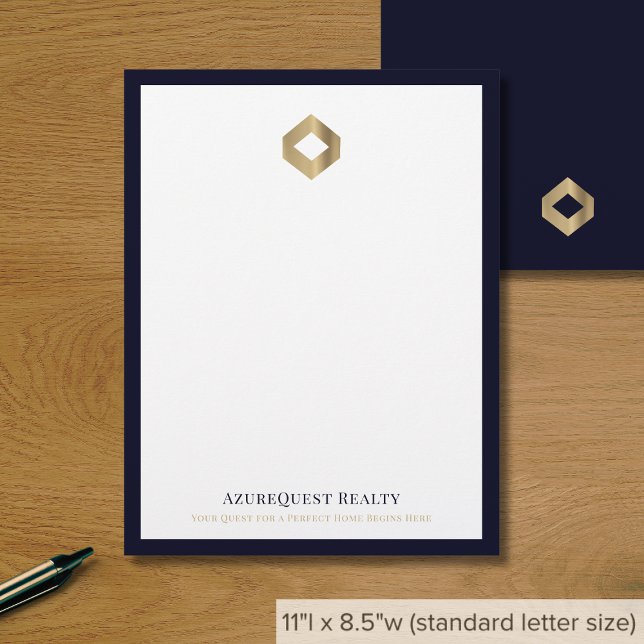 Business Logo Modern Luxury Navy Border Custom Letterhead (Creator Uploaded)
