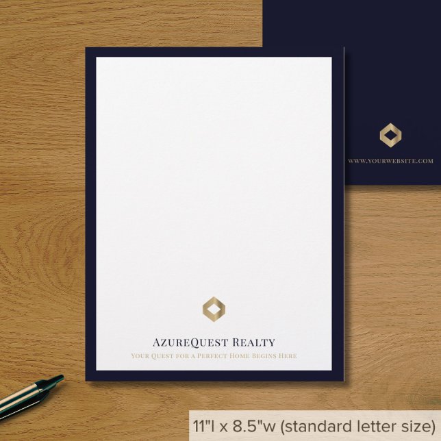 Business Logo Modern Luxury Navy Border Custom Letterhead (Creator Uploaded)