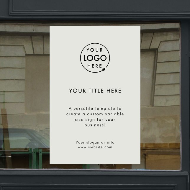 Business Logo | Modern Minimal Grey Promotional (Company branded professional window display signs for small business promotion & marketing.)