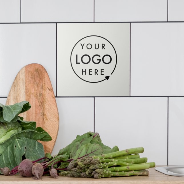 Business Logo | Modern Minimal Professional Grey Tile (Simple company branded ceramic tiles for business branding & promotion.)