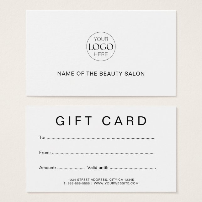 Business Logo Modern Minimalist Gift Card (Front & Back)