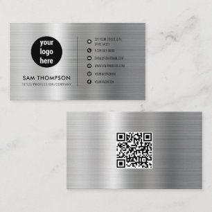 Business Logo Modern Minimalist QR Code Silver Card
