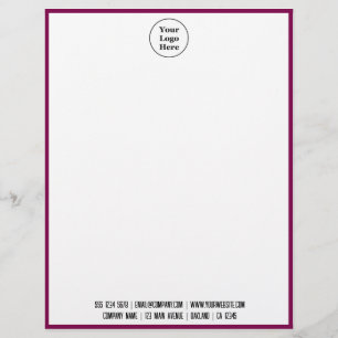 Business Logo   Modern Minimalist Red Border Custom Letterhead