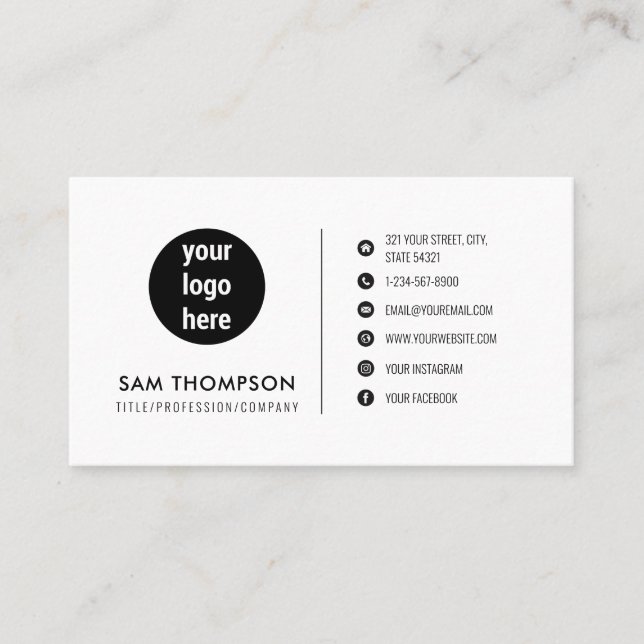 Business Logo Modern Minimalist Simple QR Code Card (Front)