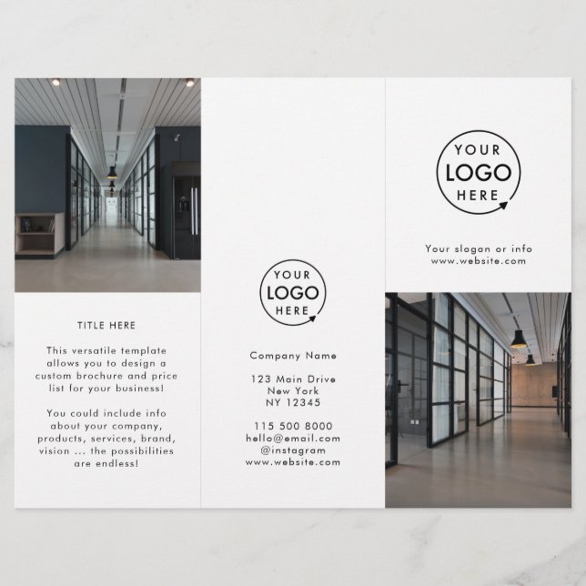 Business Logo | Modern Photo Trifold Brochure (Front)