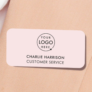 Business Logo Modern Pink Employee Staff Name Tag