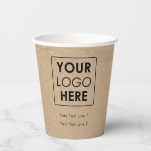 Business Logo Modern Professional Kraft Brown Paper Cups