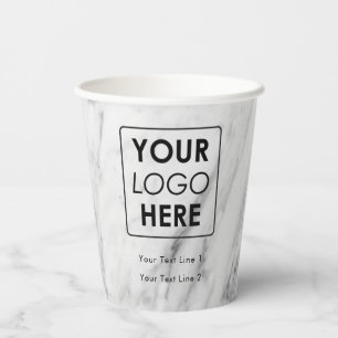 Business Logo Modern Professional White Marble Paper Cups
