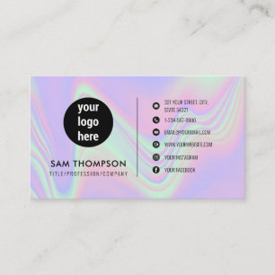Business Logo Modern QR Code Holographic Business Card