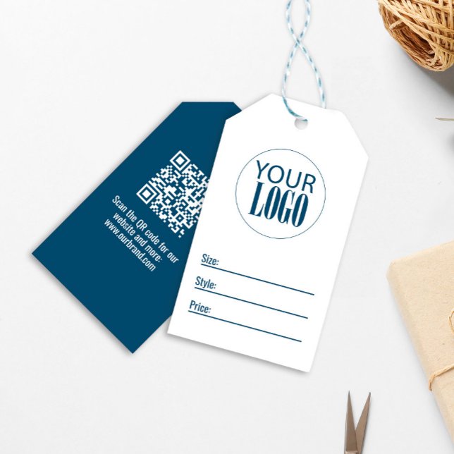 Business Logo Modern QR Code Price Tag (Custom business logo price tag.)