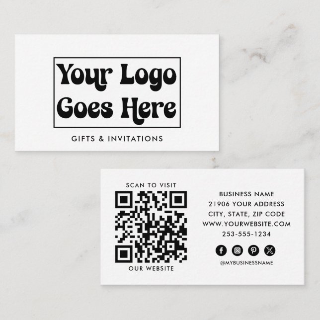 Business Logo Modern QR Code Professional Card (Front/Back)