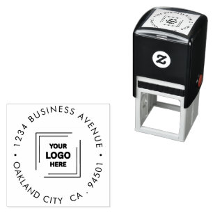 Business Logo   Modern Round Return Address Self-inking Stamp