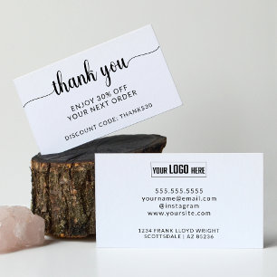 Business Logo Modern Script Thank You Promotion Discount Card