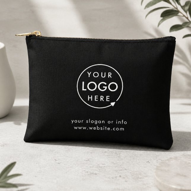 Business Logo Modern Stylish Trendy Black Accessory Pouch (Creator Uploaded)