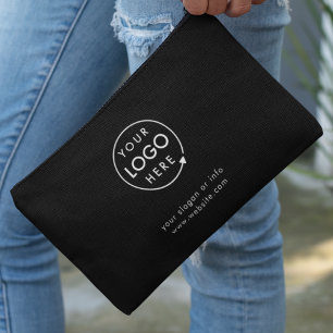 Business Logo Modern Stylish Trendy Black Accessory Pouch
