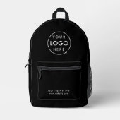 Business Logo Modern Stylish Trendy Black Printed Backpack (Front)