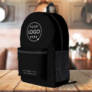 Business Logo Modern Stylish Trendy Black Printed Backpack