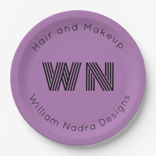 business logo monogram pale purple paper plate