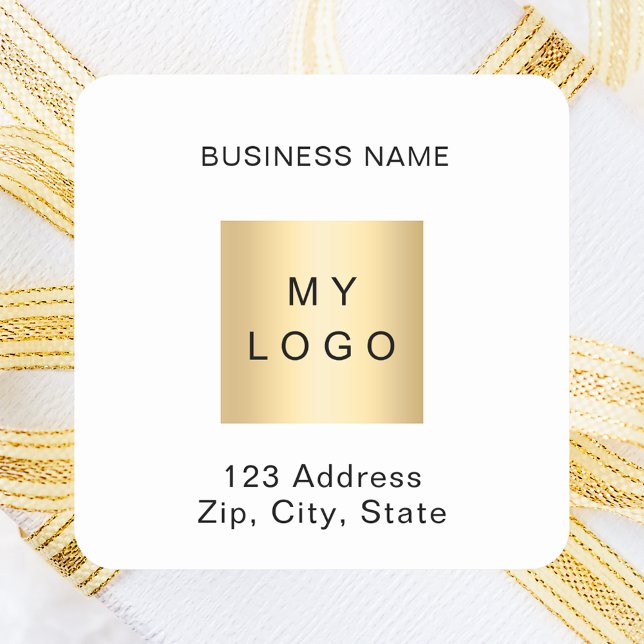 Business logo name address brand colour square sticker (Creator Uploaded)